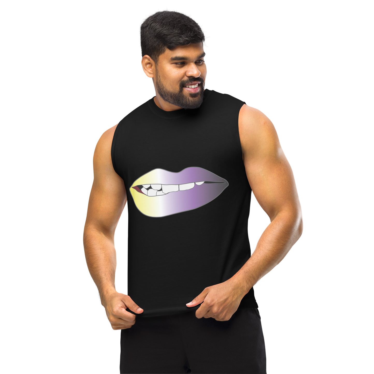 Biting Lips - Non-binary Pride - Gradient Unisex Muscle Shirt