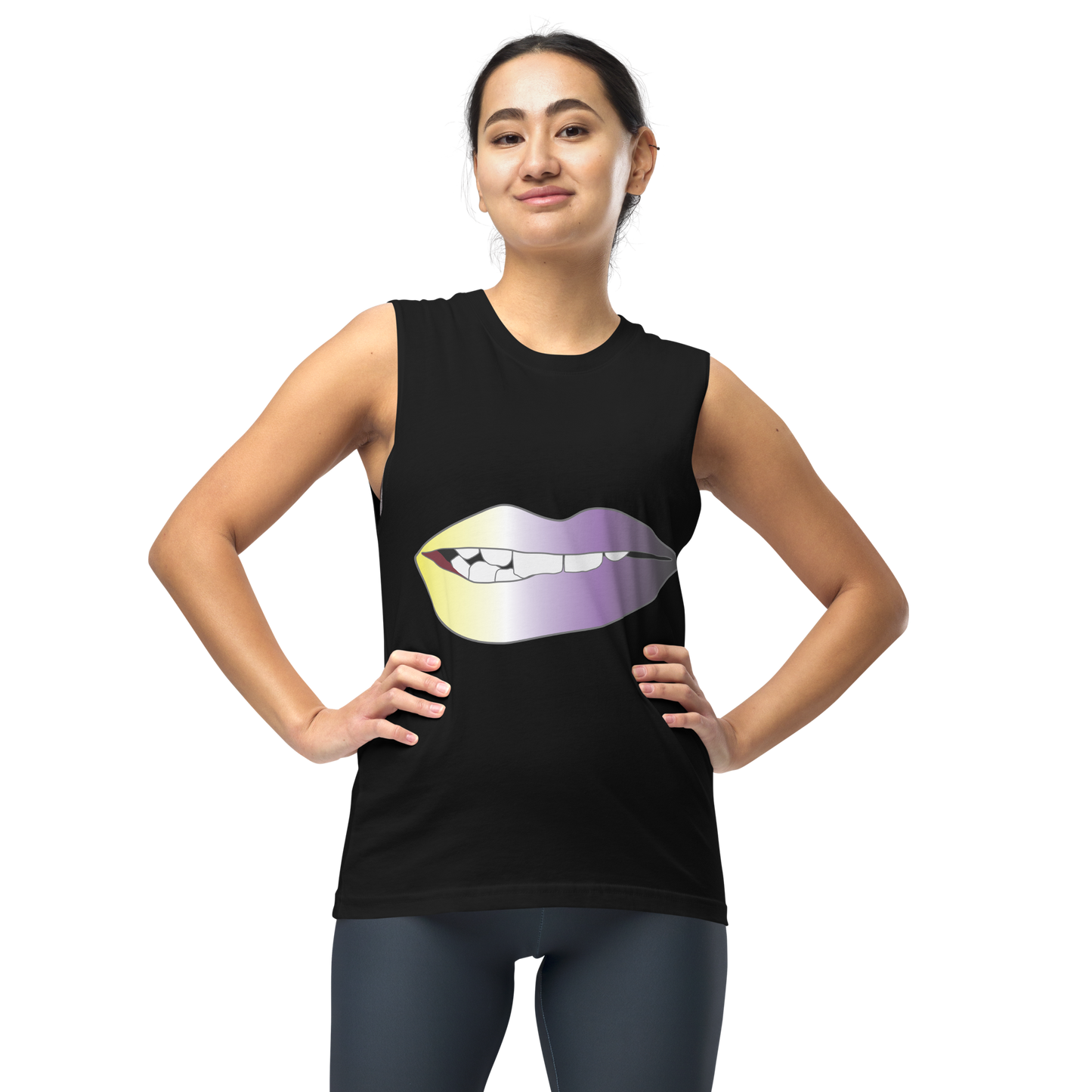 Biting Lips - Non-binary Pride - Gradient Unisex Muscle Shirt