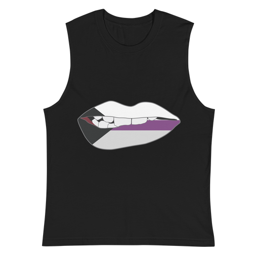 Biting Lips - Demisexual Flag Unisex Muscle Shirt