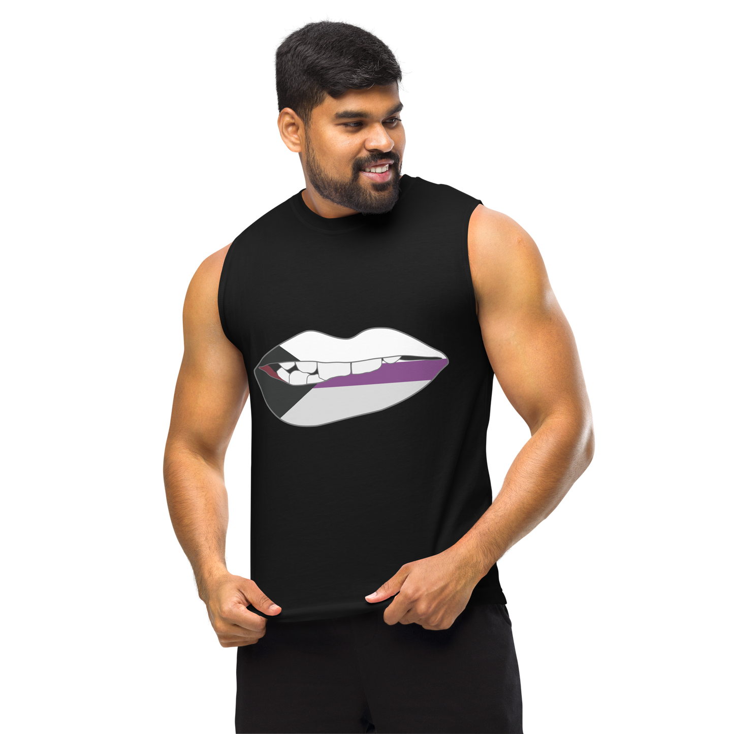 Biting Lips - Demisexual Flag Unisex Muscle Shirt