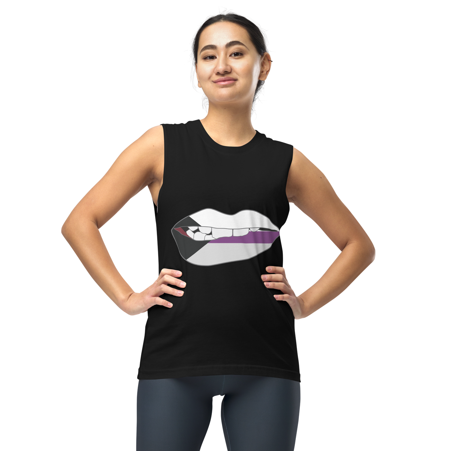 Biting Lips - Demisexual Flag Unisex Muscle Shirt