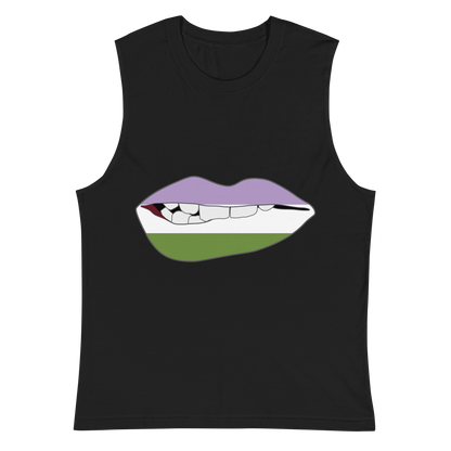 Biting Lips - Genderqueer Flag Unisex Muscle Shirt