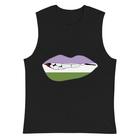 Biting Lips - Genderqueer Flag Unisex Muscle Shirt