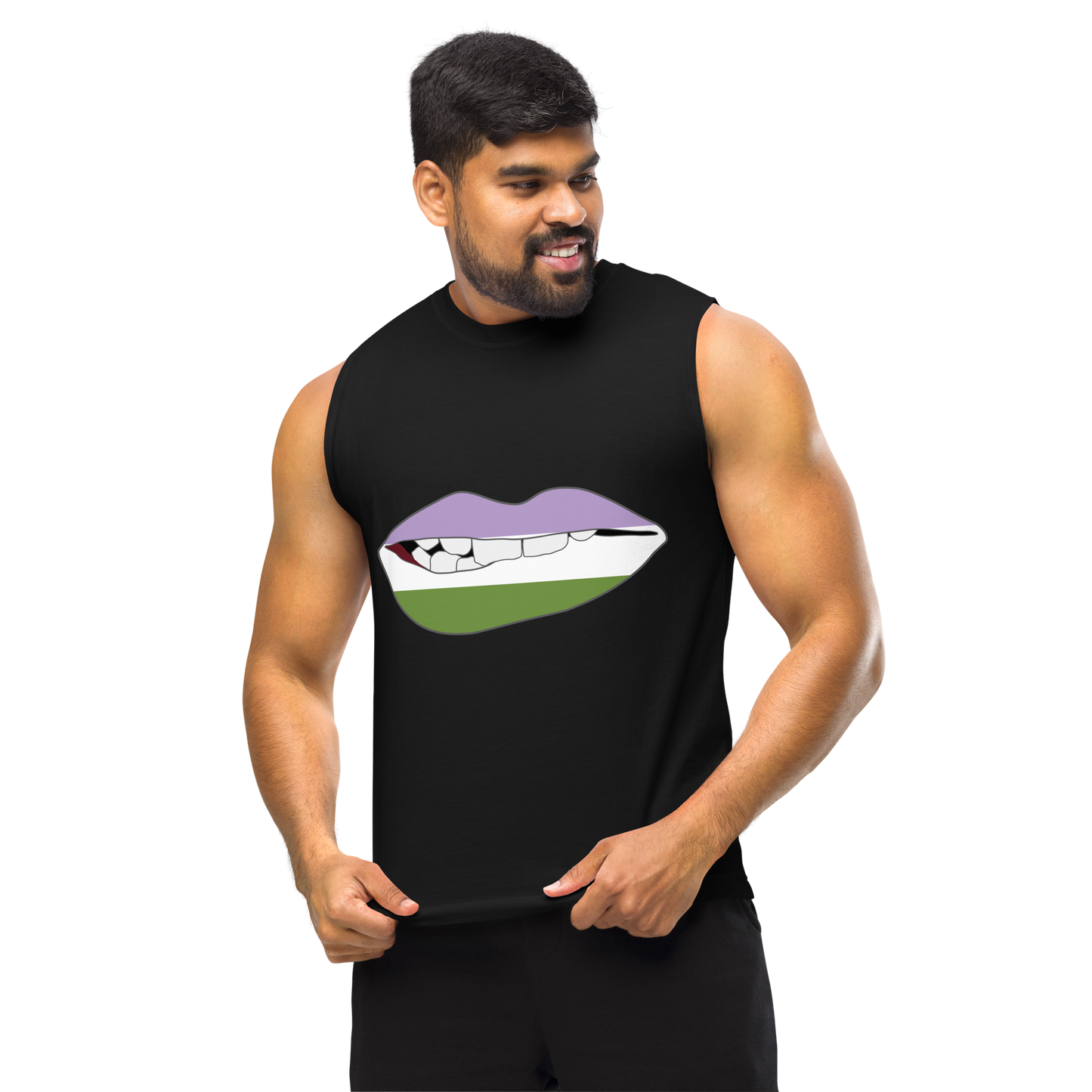 Biting Lips - Genderqueer Flag Unisex Muscle Shirt