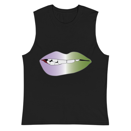 Biting Lips - Genderqueer Pride - Gradient Unisex Muscle Shirt