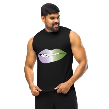 Biting Lips - Genderqueer Pride - Gradient Unisex Muscle Shirt