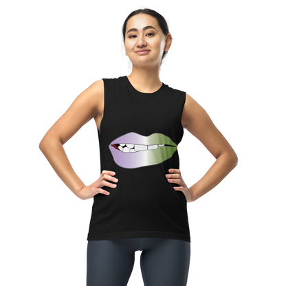 Biting Lips - Genderqueer Pride - Gradient Unisex Muscle Shirt