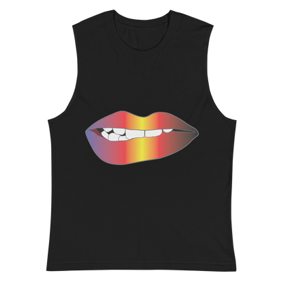 Biting Lips - Polyamory Pride - Gradient Unisex Muscle Shirt