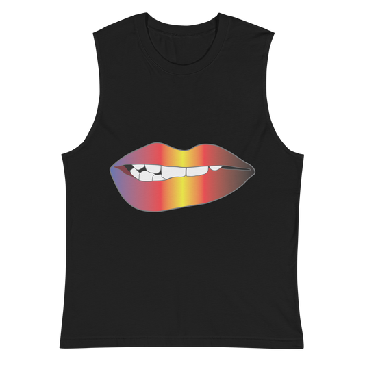 Biting Lips - Polyamory Pride - Gradient Unisex Muscle Shirt