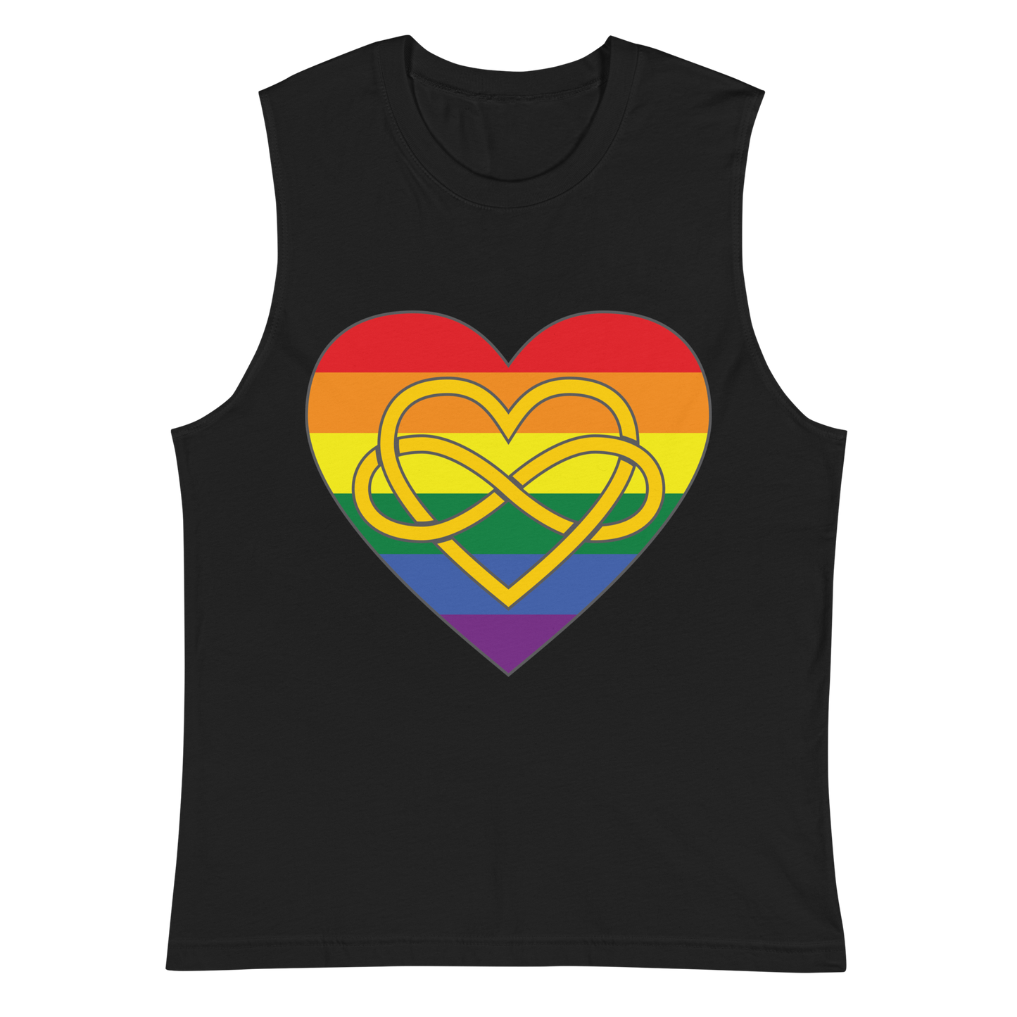 Polyamory Infinity Heart Rainbow Pride Unisex Muscle Shirt