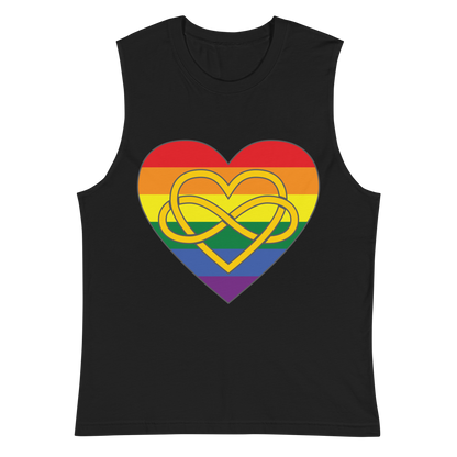 Polyamory Infinity Heart Rainbow Pride Unisex Muscle Shirt