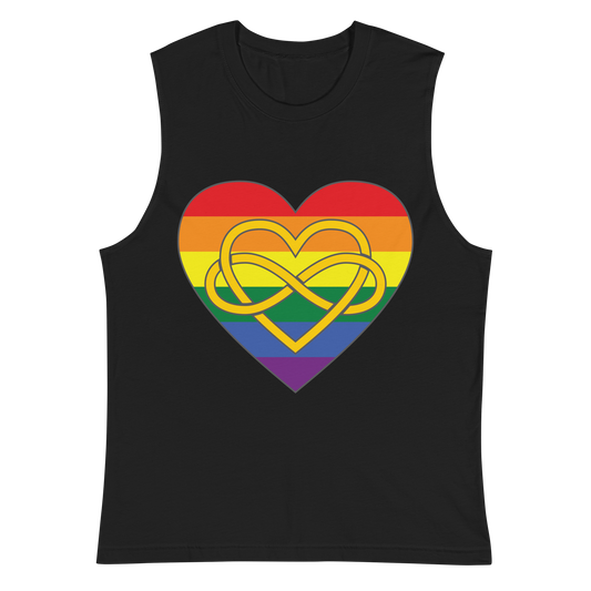 Polyamory Infinity Heart Rainbow Pride Unisex Muscle Shirt