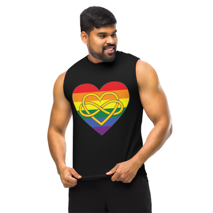 Polyamory Infinity Heart Rainbow Pride Unisex Muscle Shirt