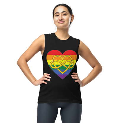 Polyamory Infinity Heart Rainbow Pride Unisex Muscle Shirt