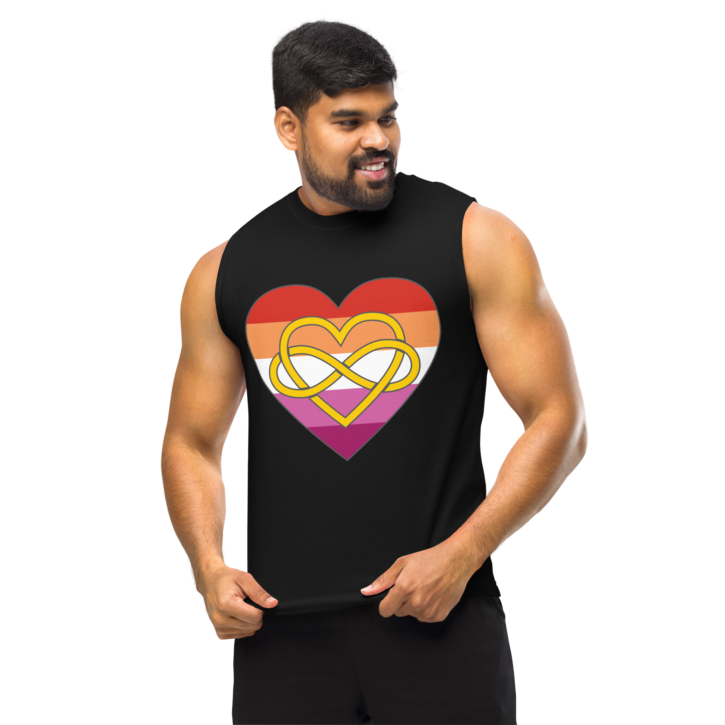 Polyamory Infinity Heart Lesbian Pride Unisex Muscle Shirt