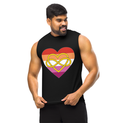 Polyamory Infinity Heart Lesbian Pride Unisex Muscle Shirt