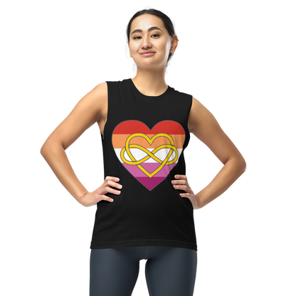 Polyamory Infinity Heart Lesbian Pride Unisex Muscle Shirt