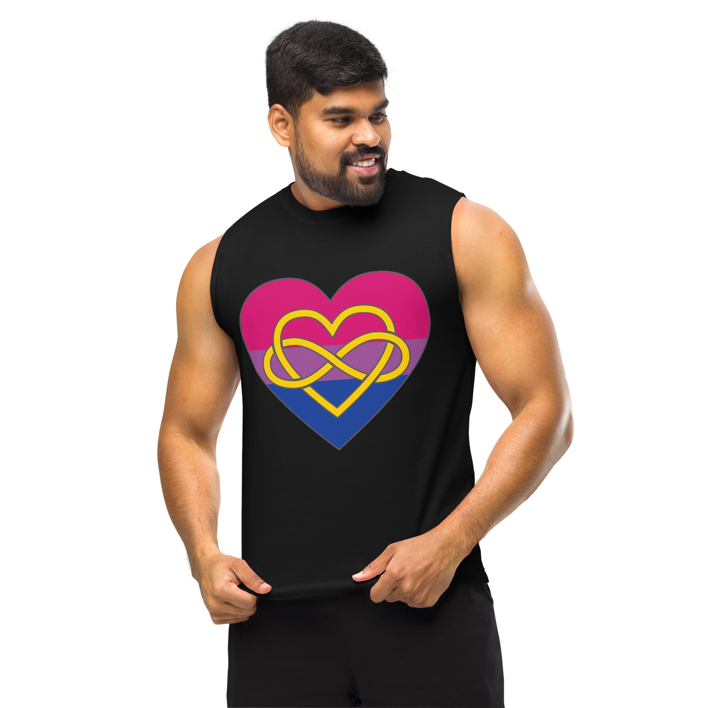 Polyamory Infinity Heart Bisexual Pride Unisex Muscle Shirt