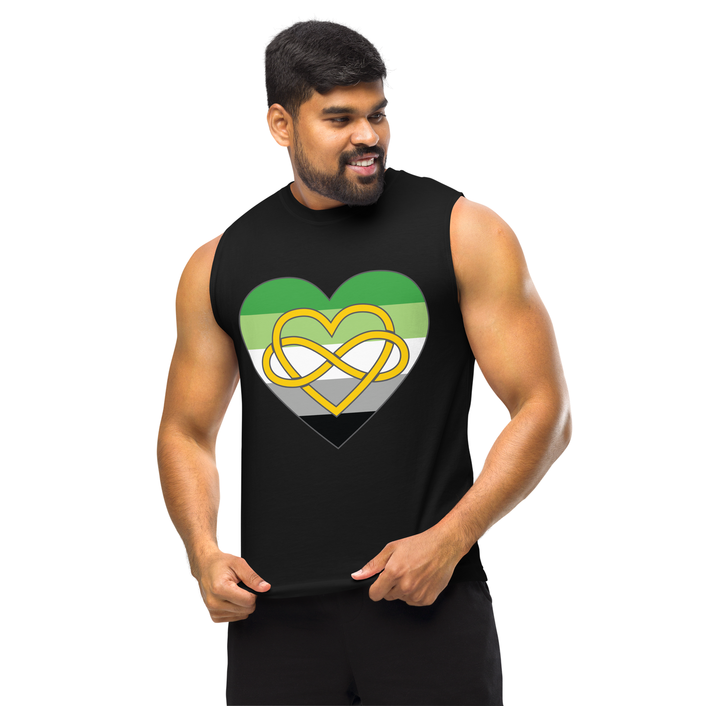 Polyamory Infinity Heart Aromantic Pride Unisex Muscle Shirt