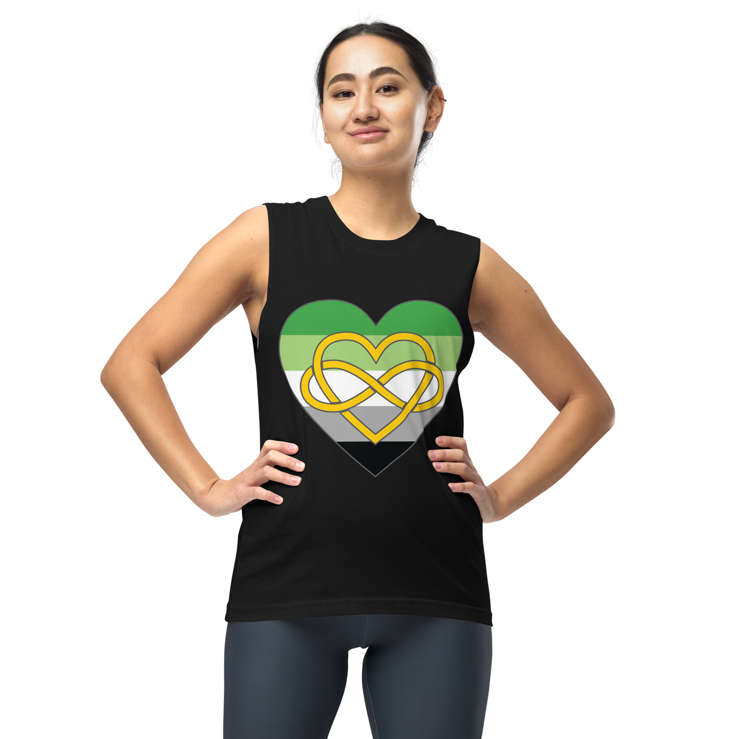 Polyamory Infinity Heart Aromantic Pride Unisex Muscle Shirt