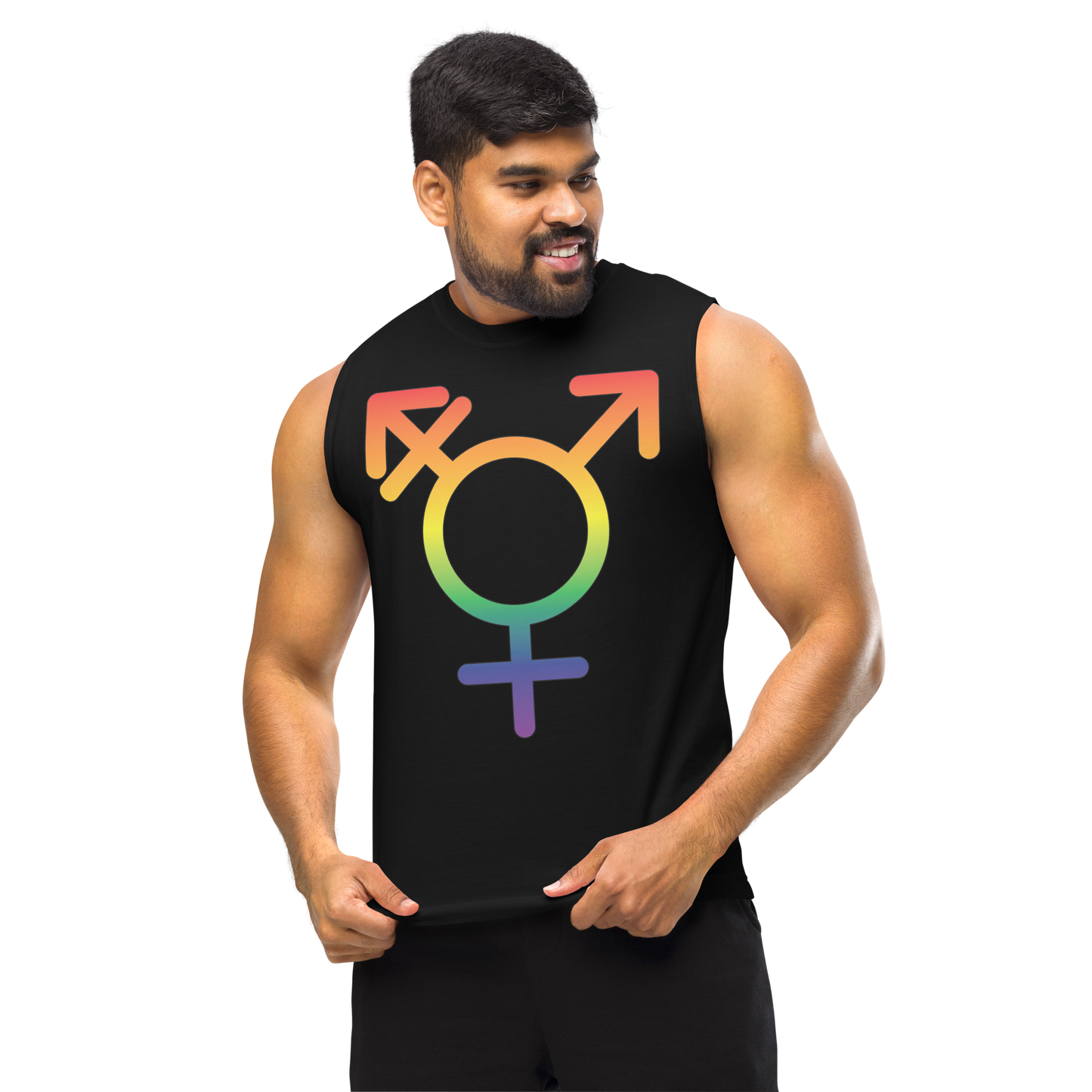 Transgender Symbol - Rainbow Pride Unisex Muscle Shirt