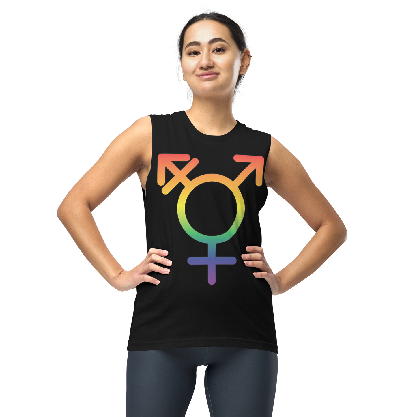 Transgender Symbol - Rainbow Pride Unisex Muscle Shirt