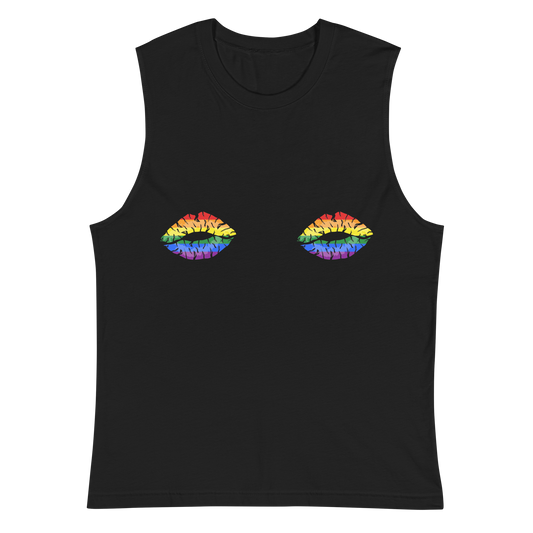 Rainbow Boob Kisses Unisex Muscle Shirt