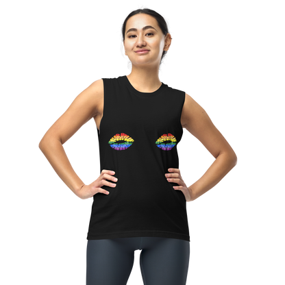 Rainbow Boob Kisses Unisex Muscle Shirt