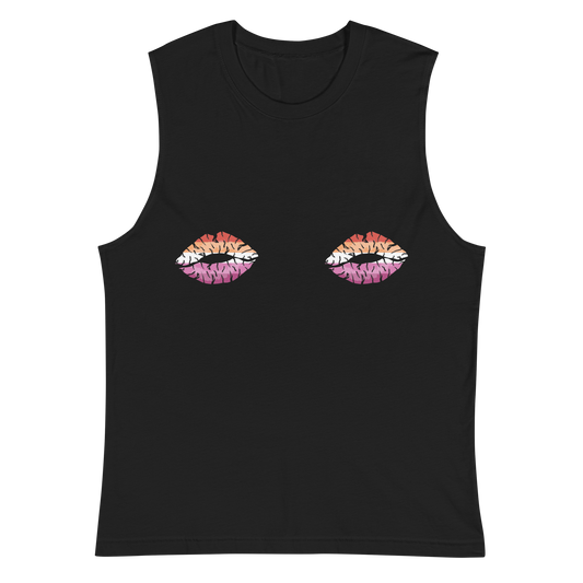 Lesbian Boob Kisses Unisex Muscle Shirt