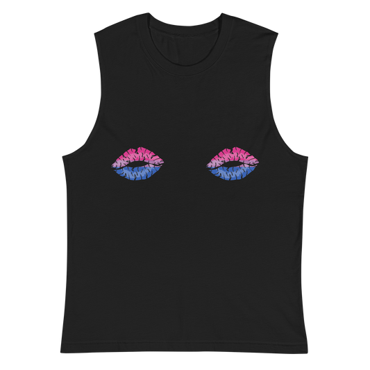 Bi Boob Kisses Unisex Muscle Shirt