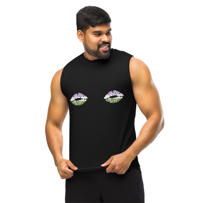 Genderqueer Boob Kisses Unisex Muscle Shirt