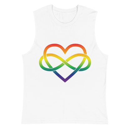 Polyamory Infinity Heart - Rainbow Unisex Muscle Shirt