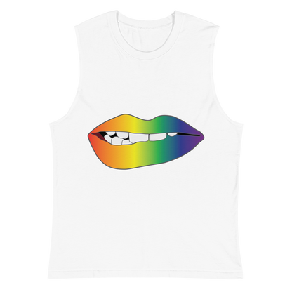 Biting Lips - Rainbow Pride - Gradient Unisex Muscle Shirt