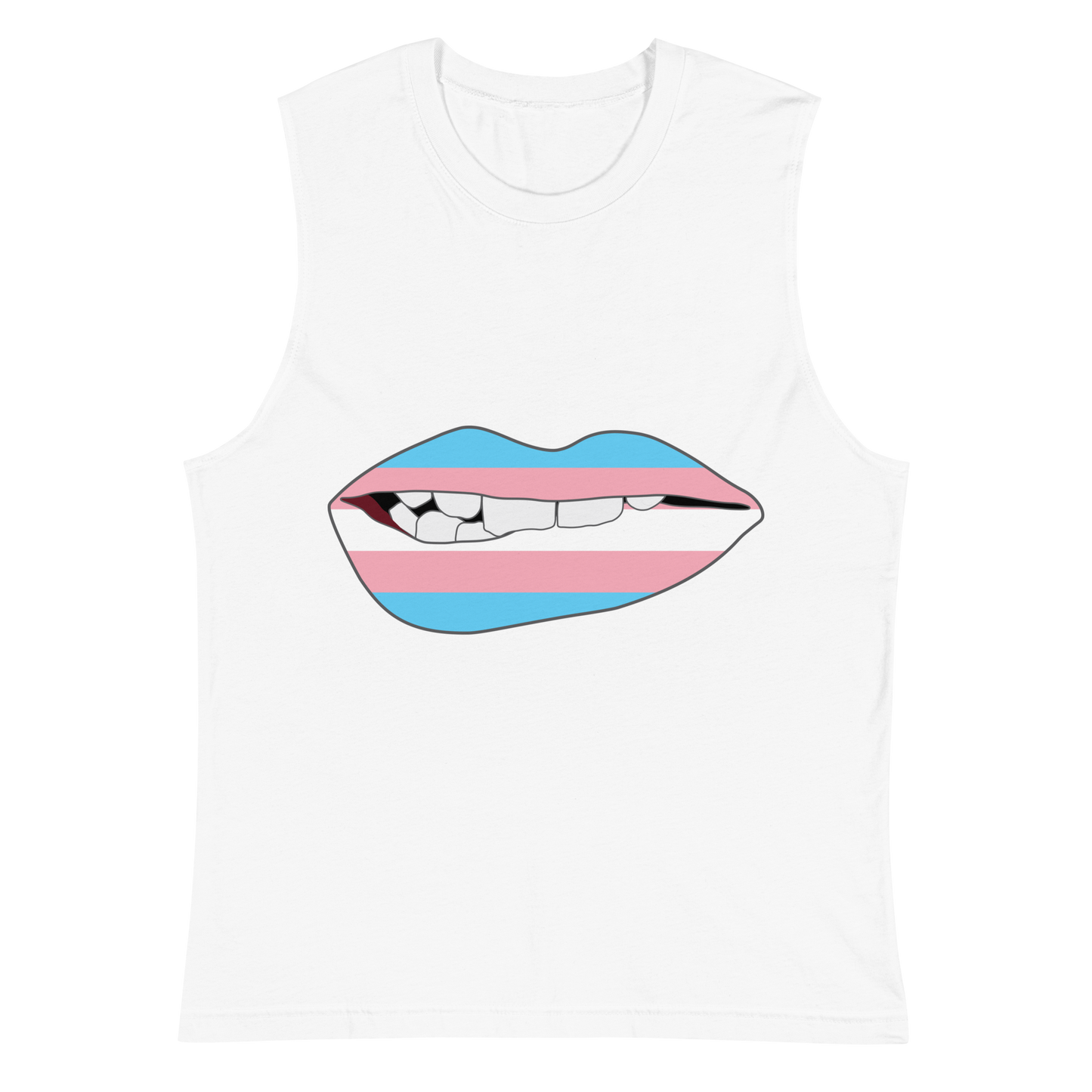 Biting Lips - Transgender Flag Unisex Muscle Shirt