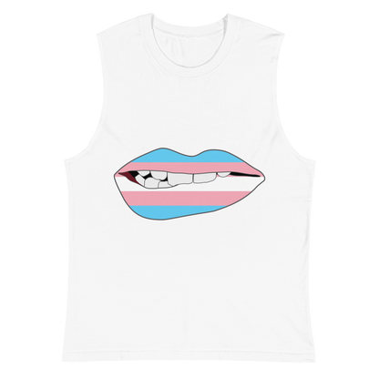 Biting Lips - Transgender Flag Unisex Muscle Shirt