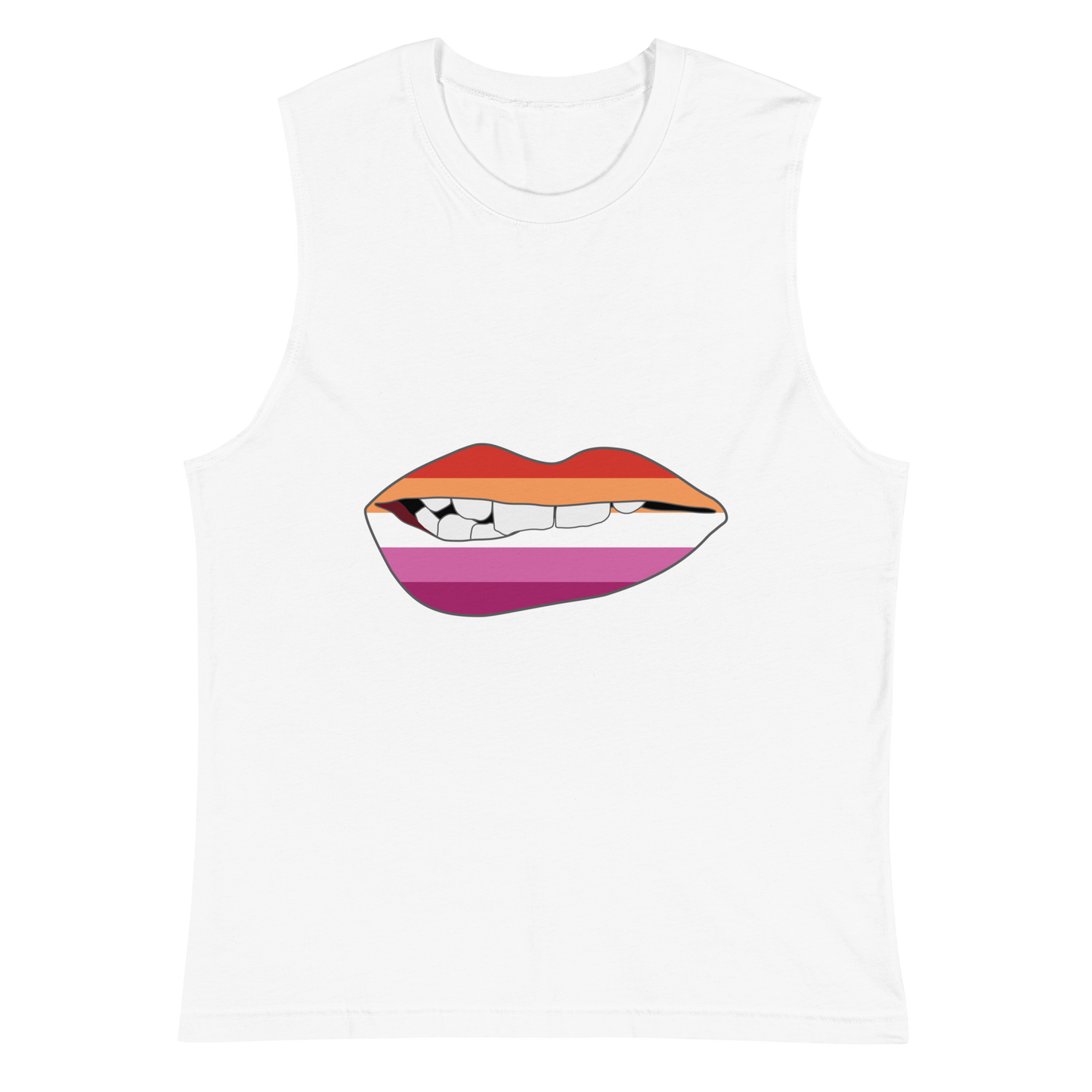 Biting Lips - Lesbian Flag Unisex Muscle Shirt