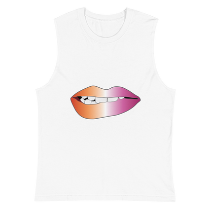 Biting Lips - Lesbian Pride - Gradient Unisex Muscle Shirt