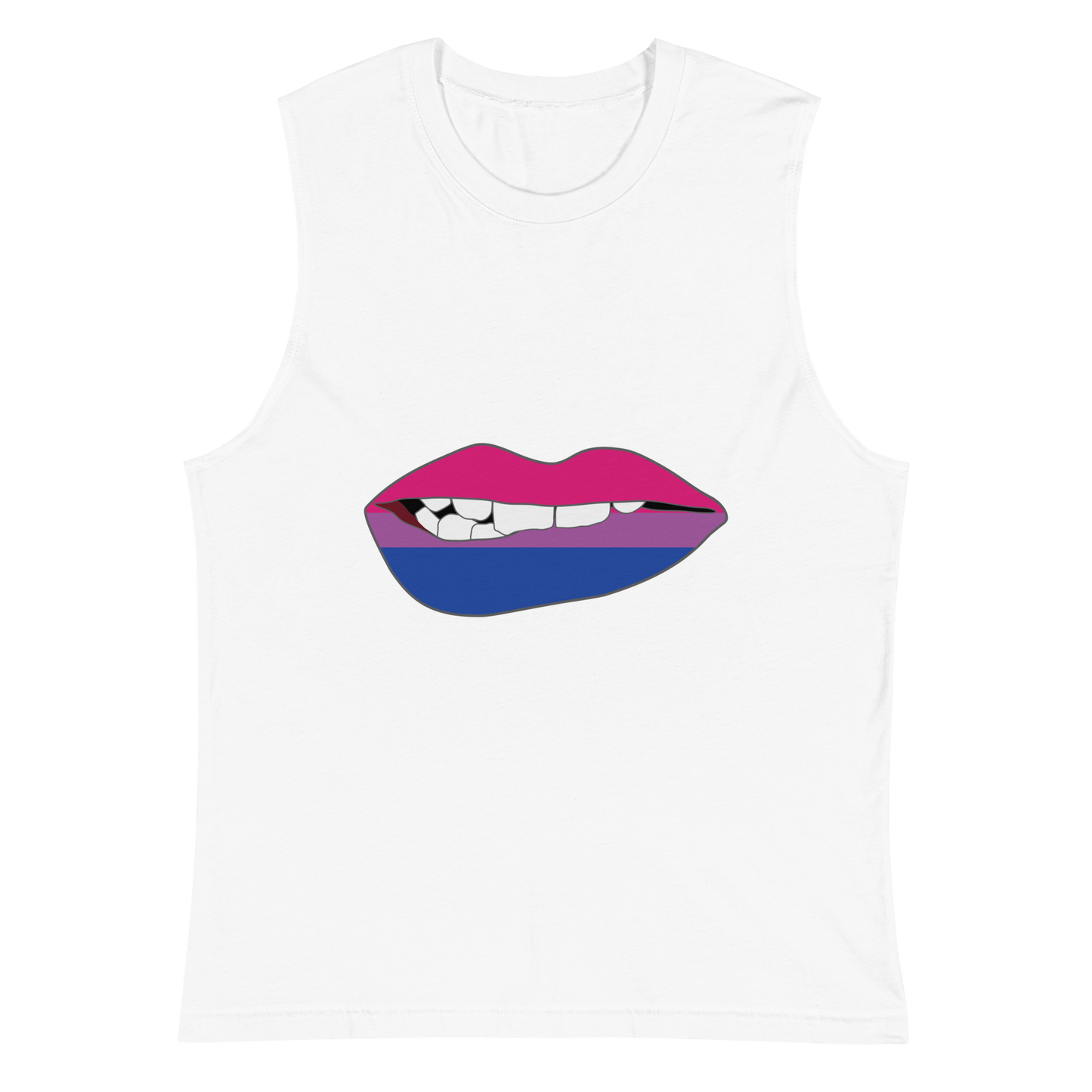 Biting Lips - Bisexual Flag Unisex Muscle Shirt