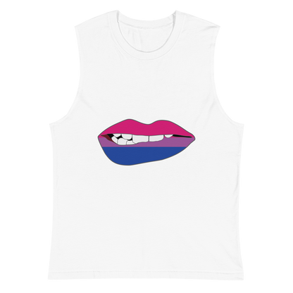 Biting Lips - Bisexual Flag Unisex Muscle Shirt