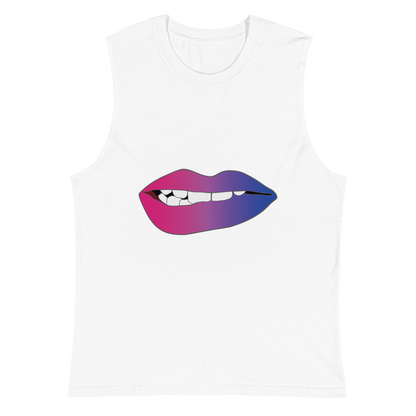 Biting Lips - Bisexual Pride - Gradient Unisex Muscle Shirt