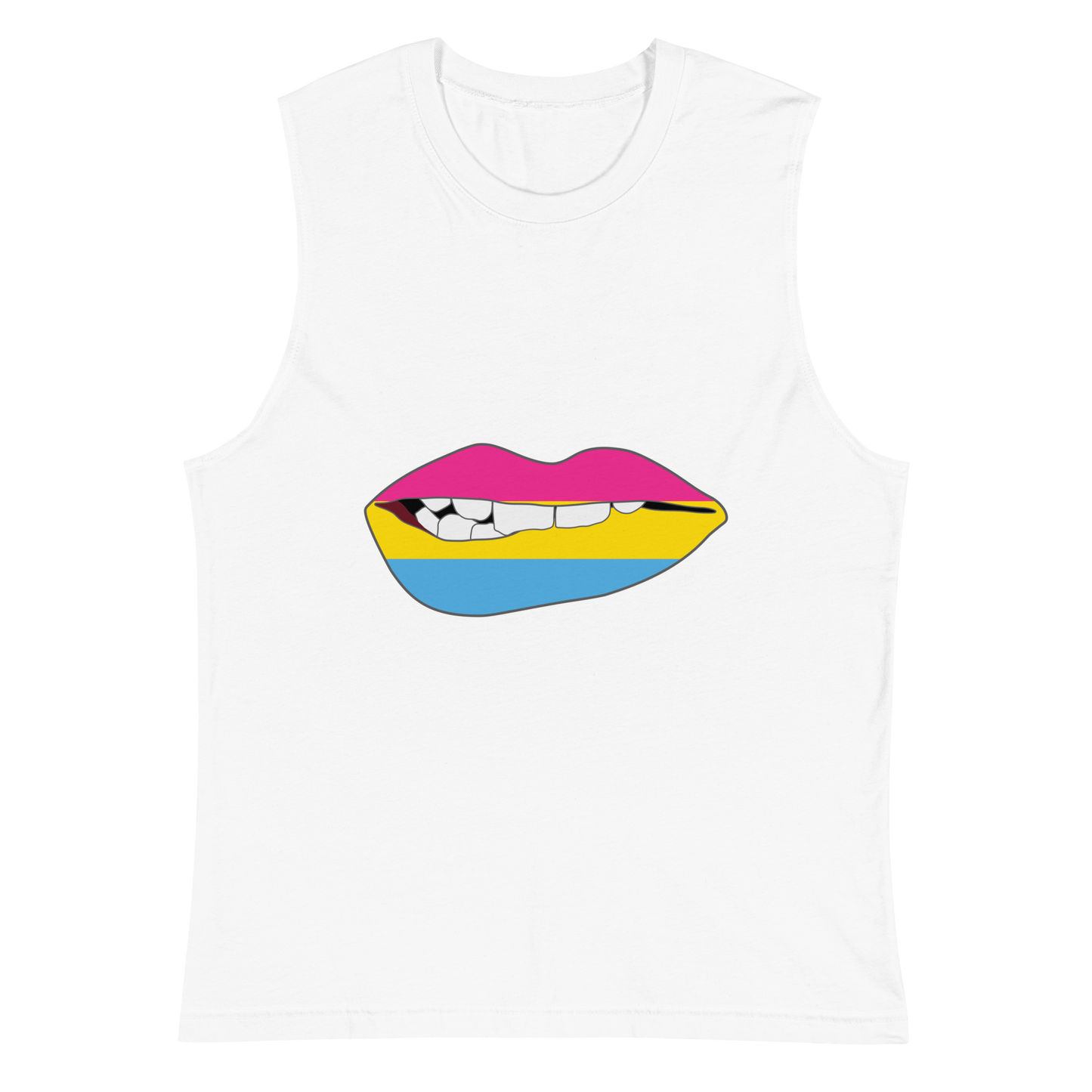 Biting Lips - Pansexual Flag Unisex Muscle Shirt