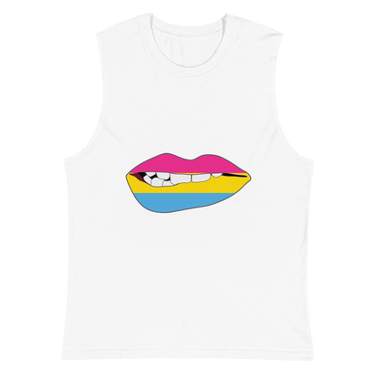 Biting Lips - Pansexual Flag Unisex Muscle Shirt