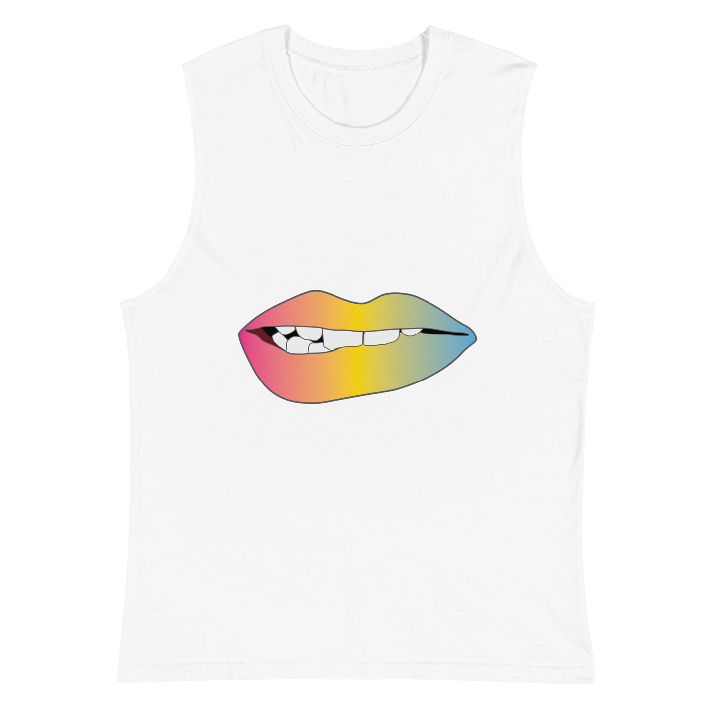 Biting Lips - Pansexual Pride - Gradient Unisex Muscle Shirt