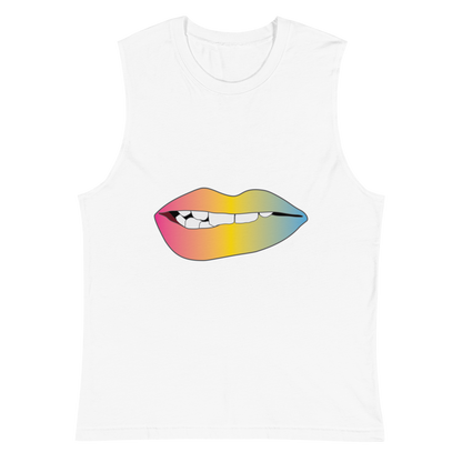 Biting Lips - Pansexual Pride - Gradient Unisex Muscle Shirt