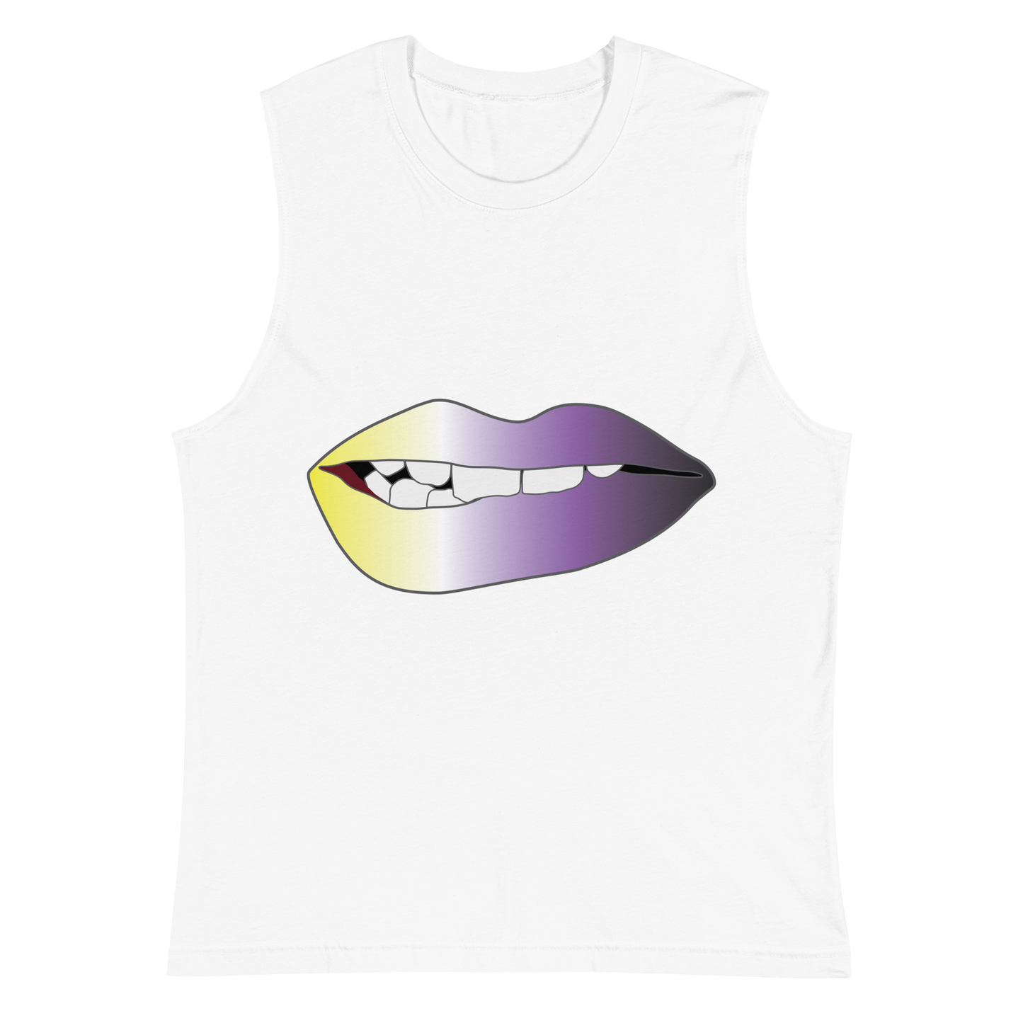 Biting Lips - Non-binary Pride - Gradient Unisex Muscle Shirt