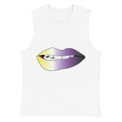 Biting Lips - Non-binary Pride - Gradient Unisex Muscle Shirt