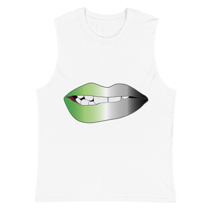 Biting Lips - Aromantic Pride - Gradient Unisex Muscle Shirt