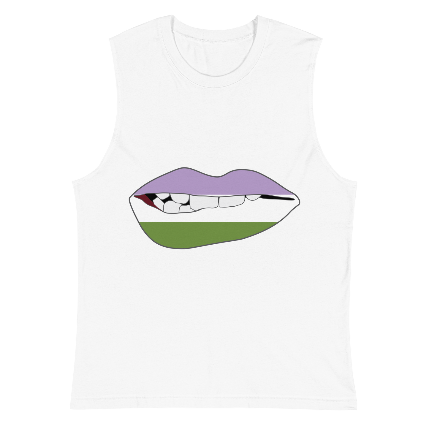 Biting Lips - Genderqueer Flag Unisex Muscle Shirt