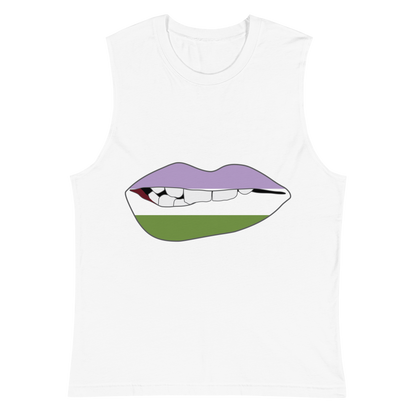 Biting Lips - Genderqueer Flag Unisex Muscle Shirt