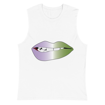 Biting Lips - Genderqueer Pride - Gradient Unisex Muscle Shirt